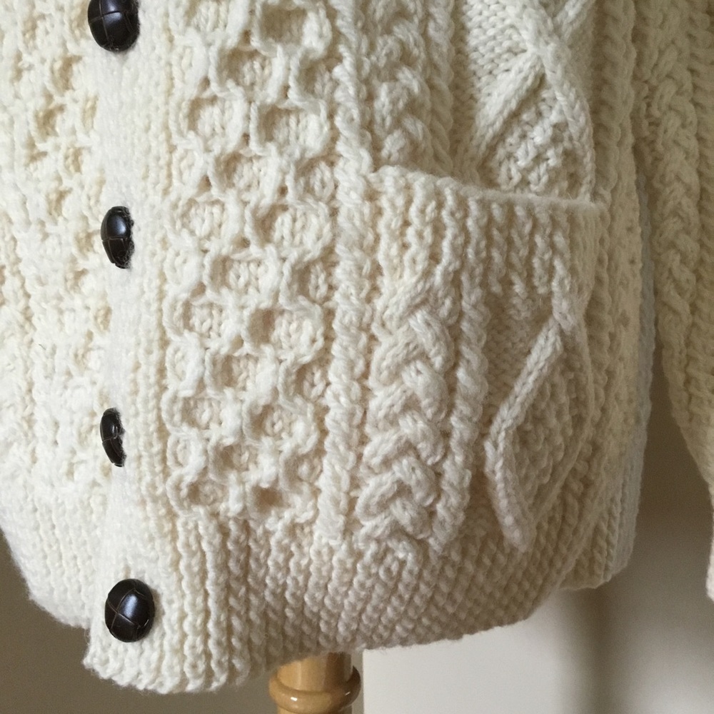 Donegal Collection Aran Handknit by Magee Wool Knit Cardigan - Picture 6 of 11